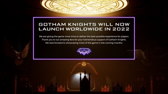 官方打脸 《蝙蝠侠：哥谭骑士》宣布自己将跳票至2022年