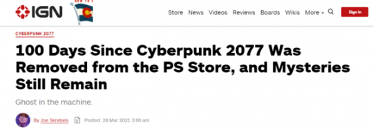 《赛博朋克2077》从PS商店下架100天 回归日期难以确定