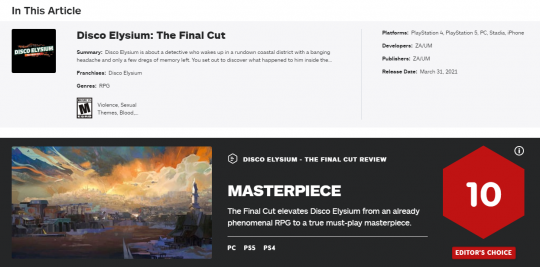 《极乐迪斯科：最终剪辑版》IGN 10分：真正必玩的经典之作
