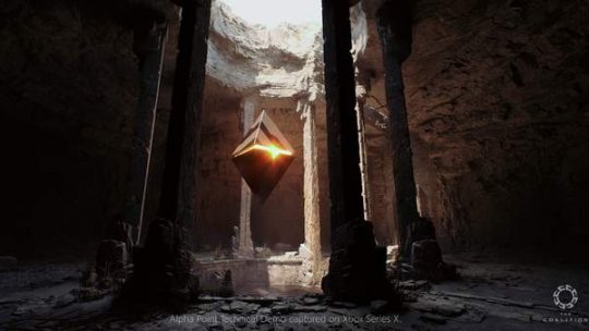 《战争机器》首张虚幻5技术演示截图 洞穴中悬浮的几何体