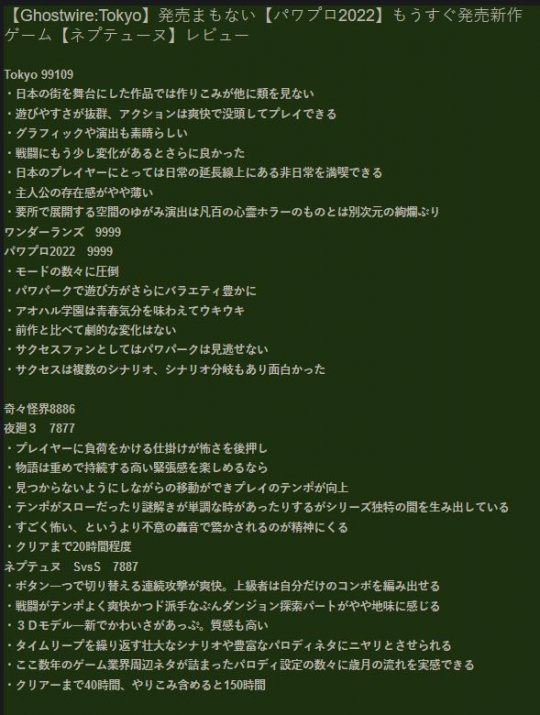 Fami通游戏一周评分：《幽灵线：东京》荣登白金殿堂